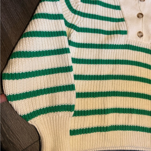 Sezane Green and White Striped Sweater - Picture 7 of 12